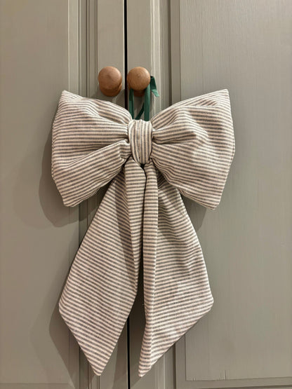 Green Striped Bow
