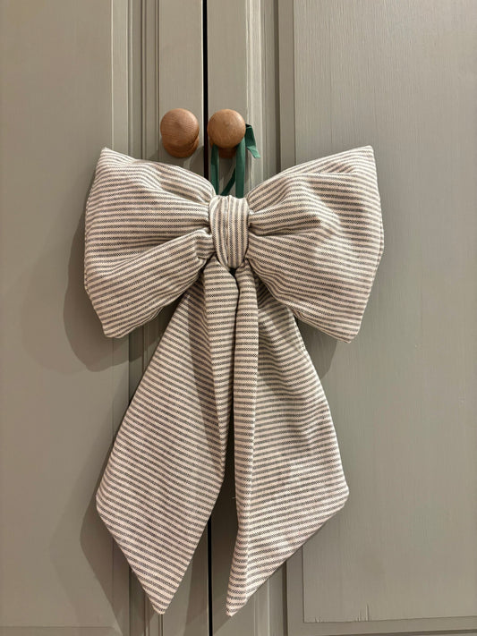 Green Striped Bow